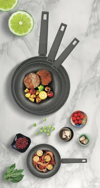 Hakal MarblePro Batterie de Cuisine 3 Pièces Gris