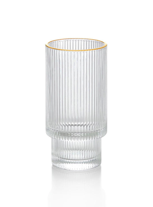 Grand verre ondulé bordure doré