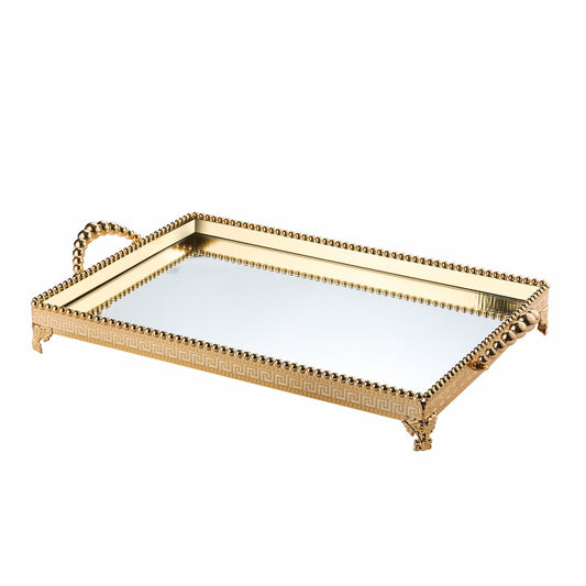 Plateau miroir rectangle doré 50*35 cm
