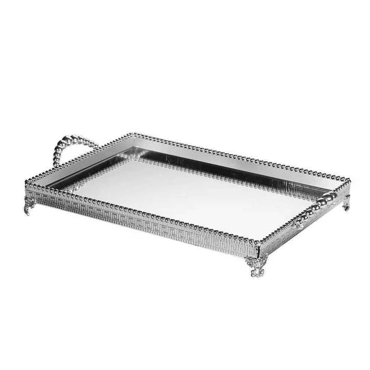 Plateau miroir rectangle argent 50*35 cm