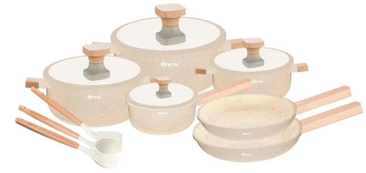 Batterie de cuisine de luxe Hakal 9 pièces - Beige