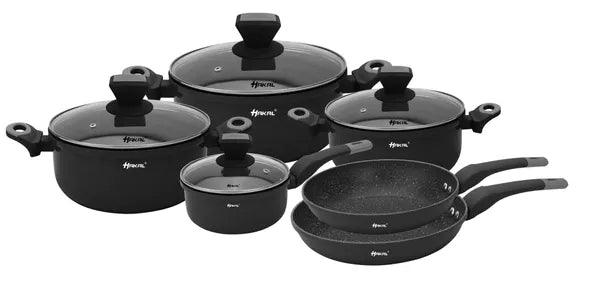 Batterie de cuisine de luxe Hakal 9 pièces - Noir