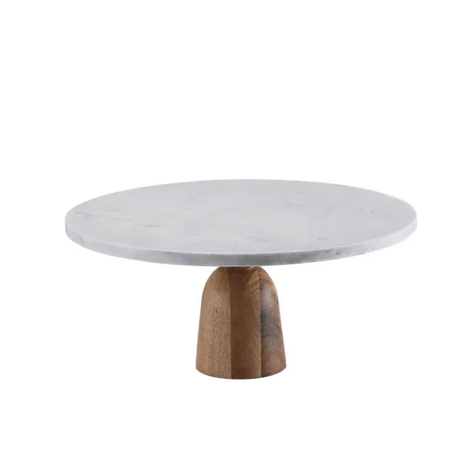 Plateau à Gâteaux Marbre - Rond - Bois Blanc