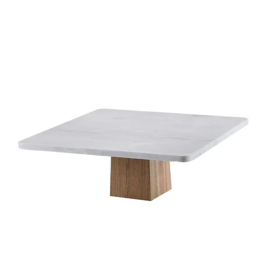 Plat à Gâteaux Marbre - Carré - Bois Blanc 25x25 cm