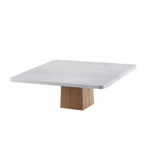 Plat à Gâteaux Marbre - Carré - Bois Blanc 30x30 cm