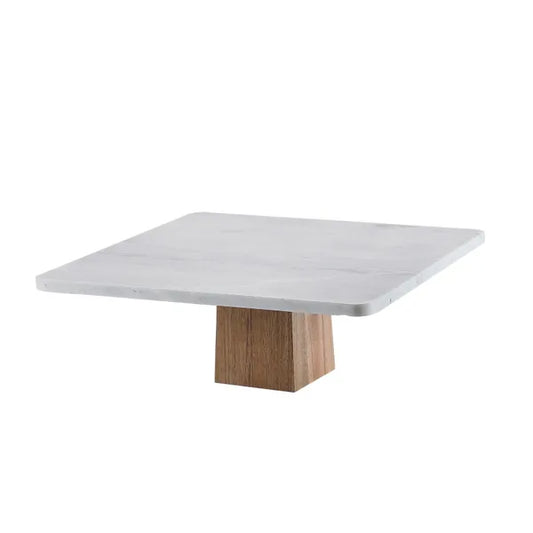 Plat à Gâteaux Marbre - Carré - Bois Blanc 30x30 cm