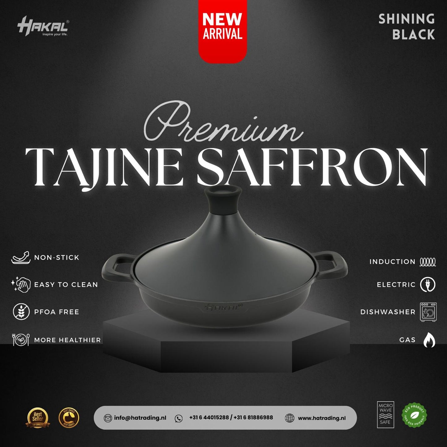 Tajine Premium Noir Brillant Saffron