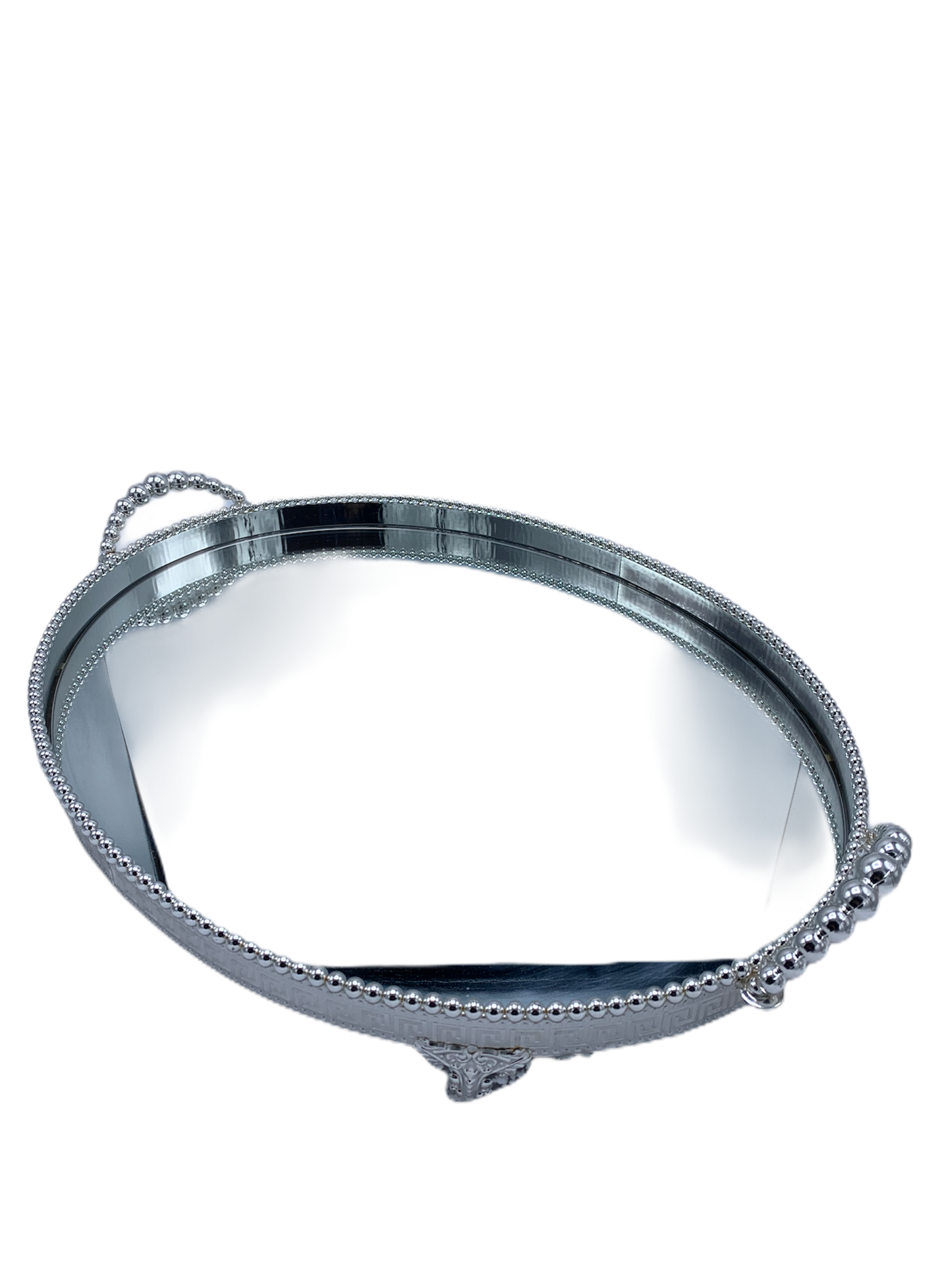 Plateau miroir ovale argent