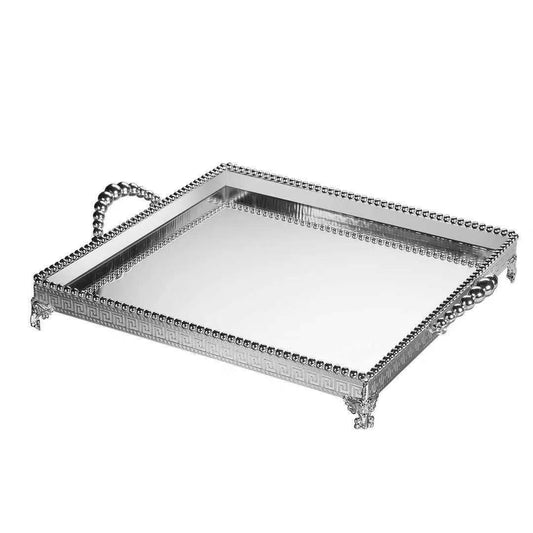 Plateau miroir carré far design argent
