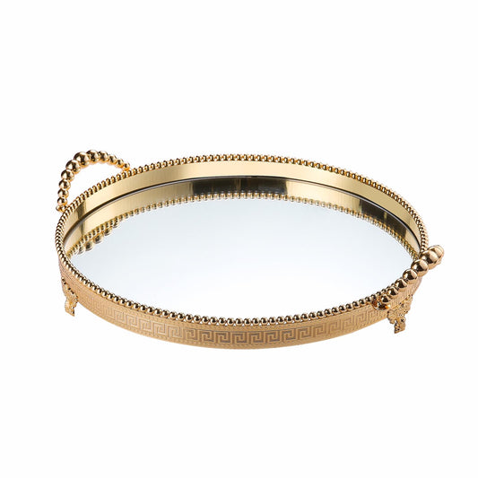 Plateau miroir rond far design doré