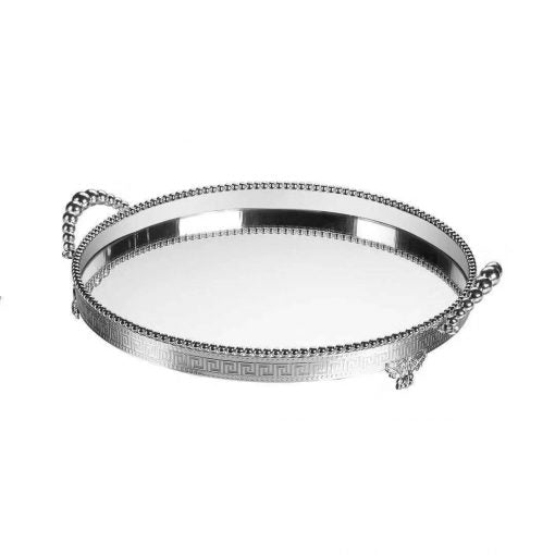 Plateau miroir rond design far argent