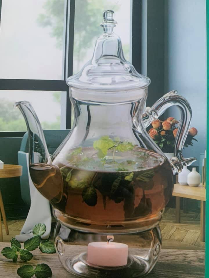 Théière en verre avec sous-verre 1,8 Litre
